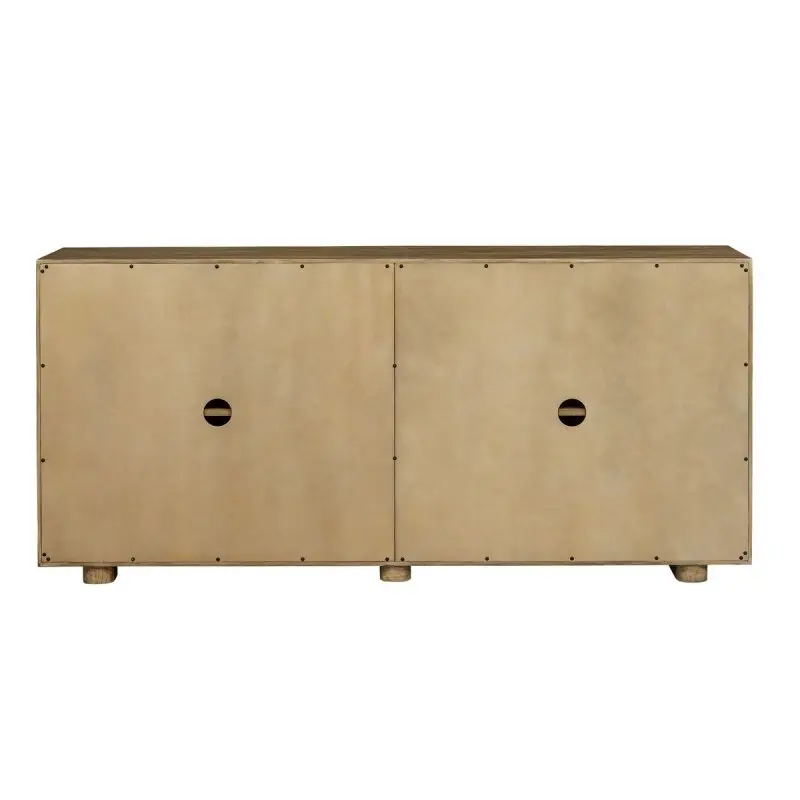 Uttermost 4-Door Solid Finish Natural Mindi Wood Cabinet, Indoor Furniture Cupboard