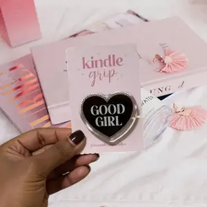 Good Girl Heart Acrylic Kindle Grip | Aesthetic Bookish Griptok Clear E-Reader Stand Holder for Kindle iPhone