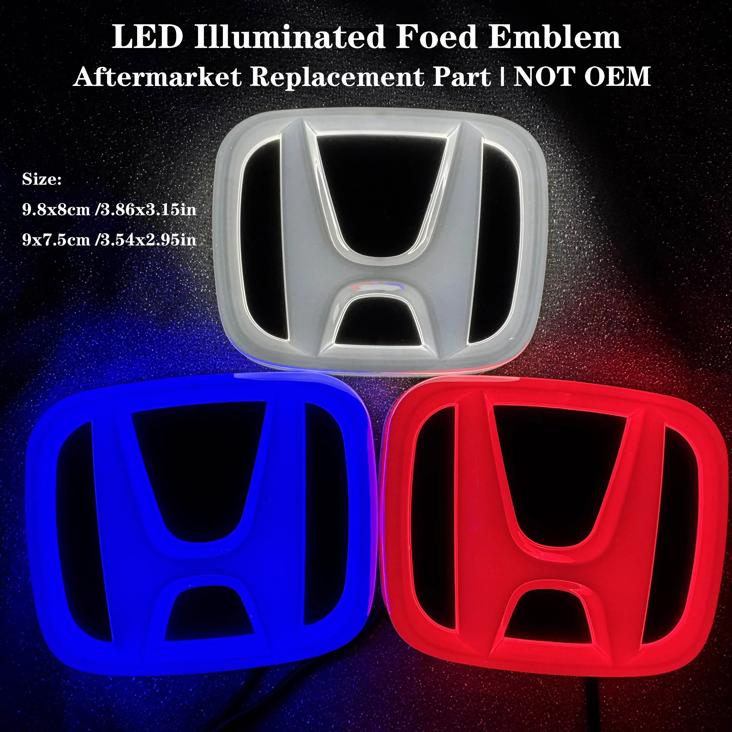 LED Illuminated Honda Emblem Light, Glowing Front Grille Badge, Car Logo Modification Accessories, Aftermarket Replacement Part NOT OEM rear emblem light