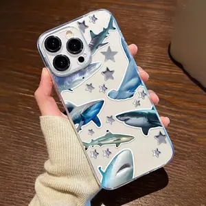 A transparent anti-drop and wear-resistant phone case with various shark species and star patterns, suitable for iPhone 17 Air/16 Plus/15 Pro Max/14 Pro/13/12/11/XS Max/X phone case,the best choice for gifts to family,friends,lovers,girlfriendsTMZB25