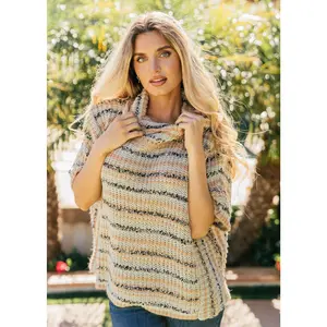 FINAL SALE!! Striped Turtle Neck Boucle Sweater