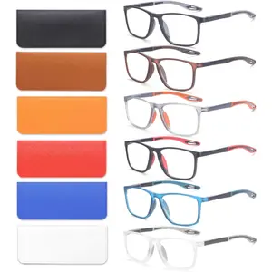 6 Pack Reading Glasses for Men Sports Style Blue Light Blocking Readers with Spring Hinge Women Eyeglasses