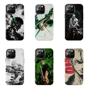 Roronoa Zoro One Piece Anime Case for iPhone 17-7 Pro Max Plus & Samsung Galaxy S26-S21 Ultra Plus - Three-Sword Style Pirate Hunter Ink Aesthetic Phone Cover unisex