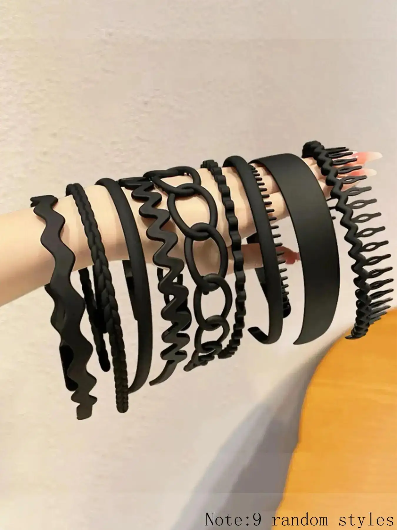 9pcs/set Women's Casual Plain Color Wave Design Hair Hoop, Toothed Non-slip Headband, Daily Casual Versatile Hair Accessories, Headbands Women