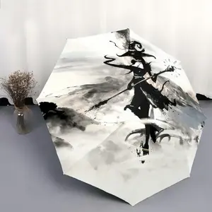 1PC Personalized Folding Umbrella, Ink Painting Style, Person Holding a Magic Wand, Printed Umbrella Image, Suitable as a Birthday Gift, for Various Holidays, Travel, and Giving
