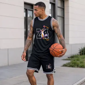 Men's #24 Sports Set: Two-Piece Mesh Basketball Jersey & Shorts Combo — Lightweight, Breathable Athletic Wear