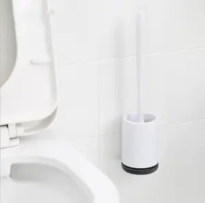 Silicone Toilet Brush, Home Bathroom Cleaning Tool with Soft Flexible Bristles, Non-Stick Design, Long Handle and Wall-Mount Holder