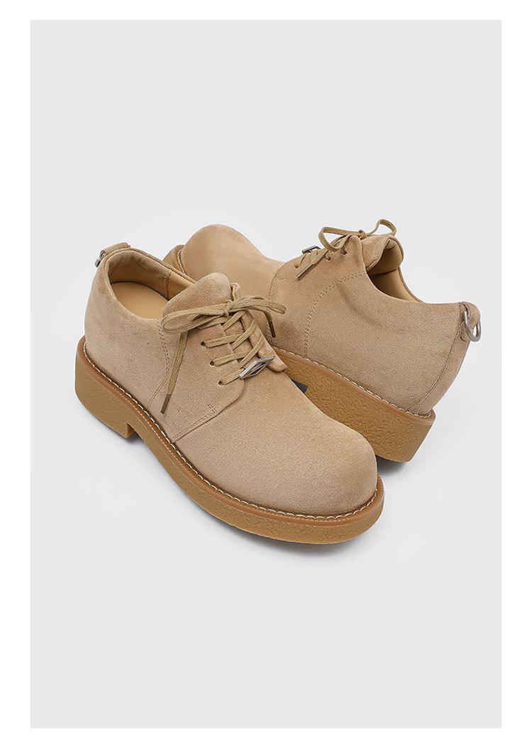 Retro low-top work shoes for men, casual leather shoes with hidden internal lift, new outdoor hiking thick-soled shoes, all-season retro functional casual shoes