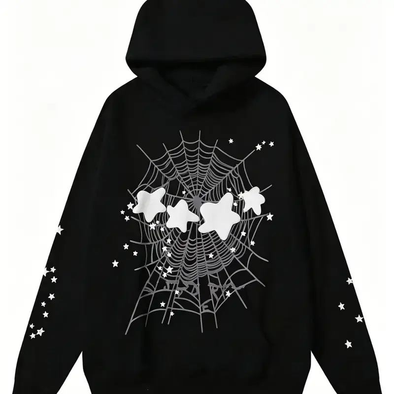 Men's Casual Unisex Spider & Slime Print Hoodie, Short-Sleeve Fashion Sweater Top Jeans Casual Pullover Sweatshirts Menswear