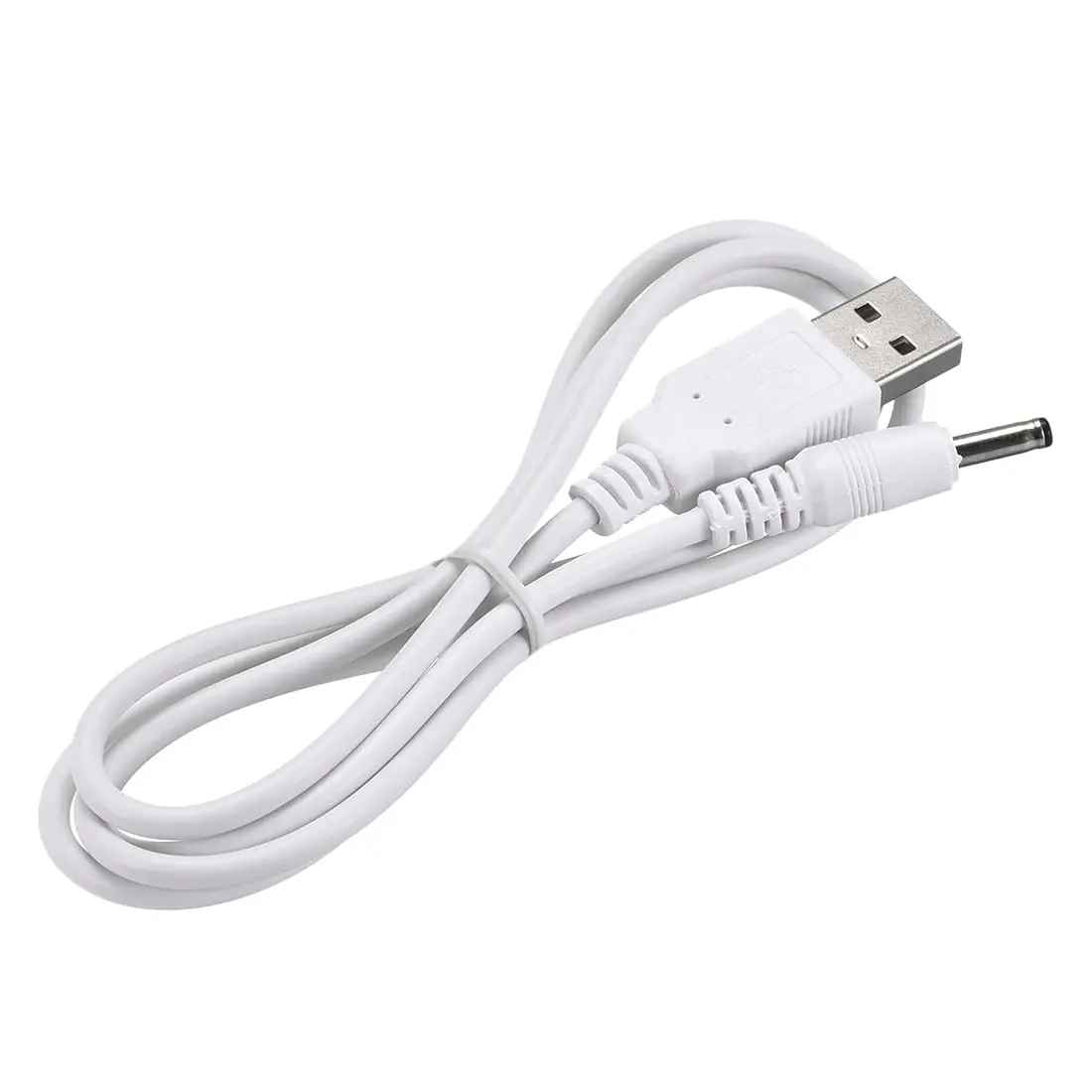 USB Type-A Male to 3.5 1.35mm DC 5V 1A Plug Barrel Connector Charge Cable for USB Fans Desk Lamps Mini Charging Speakers Electronic Devices, White