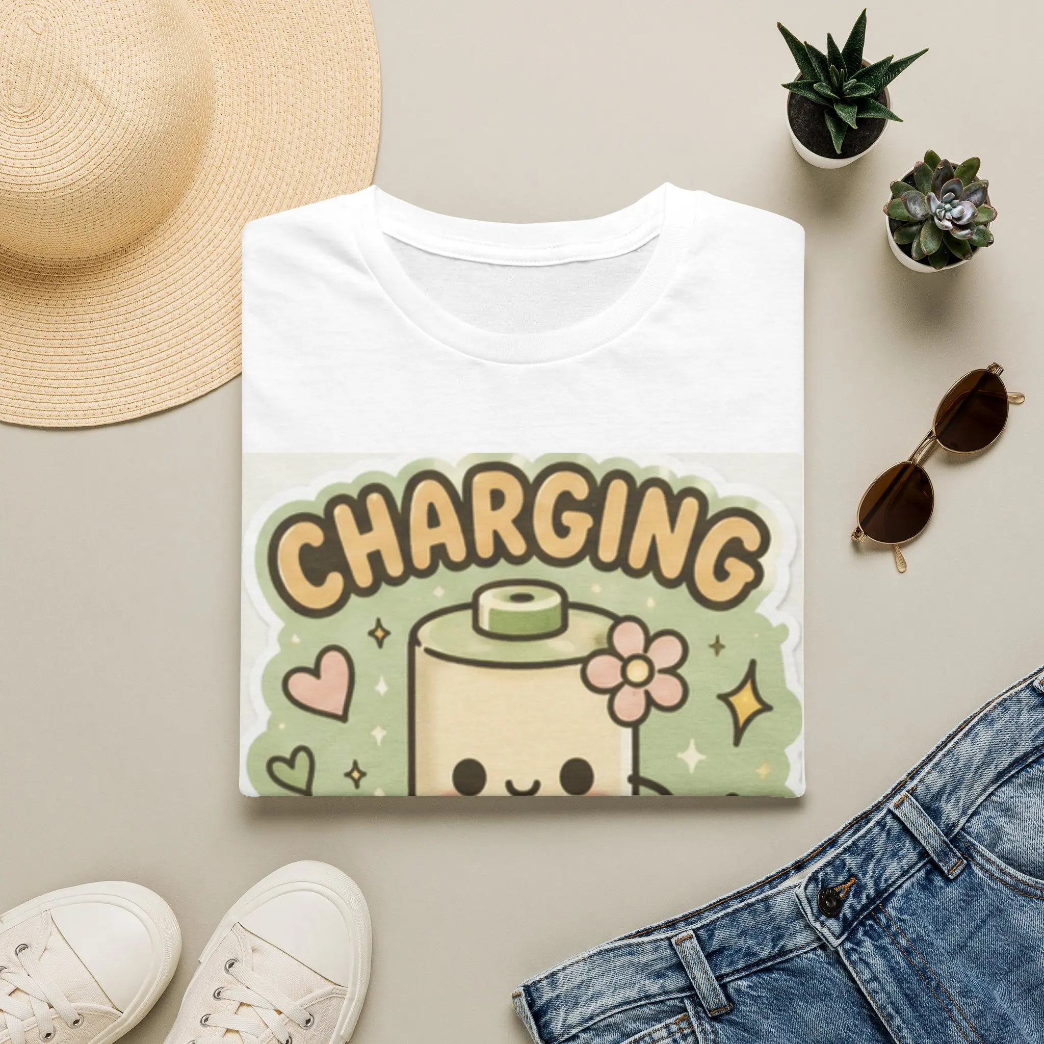 Charging Battery Cute Kawaii Battery T-Shirt | Charging My Social Battery Tee