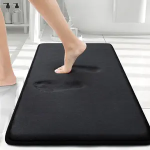 Memory Foam Bath Mat 30x20, Extra Soft and Absorbent Bathroom Mats, Non Slip Washable Carpet for Floor, Shower and Tub, Black Quick Drying Mat Home Goods