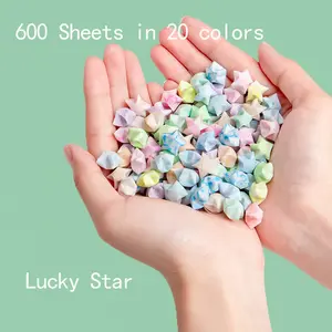 600 Sheets Glow-In-The-Dark Star Origami Star Shapes, 20 Colors Creative Craft Materials, Room Decoration, Surprise Scene Setup