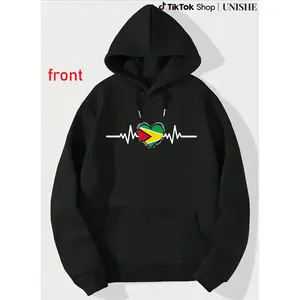 Official Guyana Flag Heartbeat Hoodie – 100% Guyanese Roots Long Sleeve