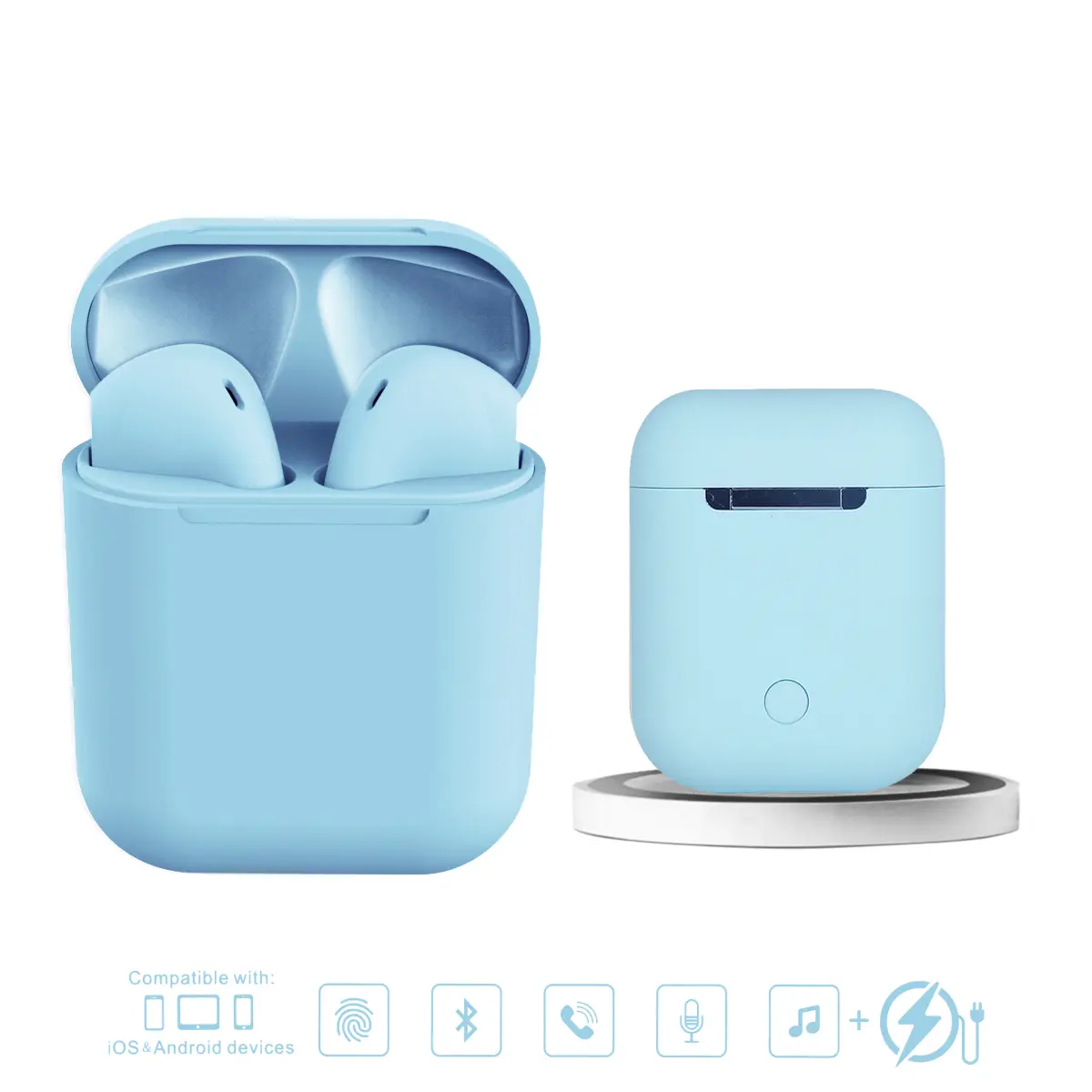 212 MAIN Chargeable Portable Wireless Bluetooth Neckband Speaker - Audio Device with USB Plug Charging Cable, Earbuds Compatible, Blue, 2 Earbuds, 2-3 Hours, 1-2 Hours Charge Time, 2-3 Hours Play Time