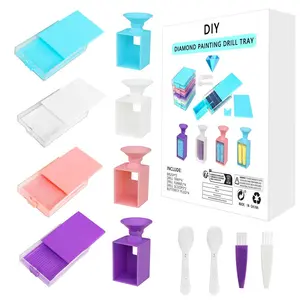 DIY Diamond Art Painting Tool Tray Kit, 4 Counts/set Diamond Art Painting Tool Tray with Funnel, Diamond Art Painting Accessories for Home School Office, Diamond Art Tools, Crafts