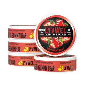 Caffeine Pouches 225mg - 5 pack Red Gummy Bear - 15 Nootropic Pouches Energy Drink, Gluten Free & Sugar Free, Refreshing Strawberry Taste, new energy sport beverage