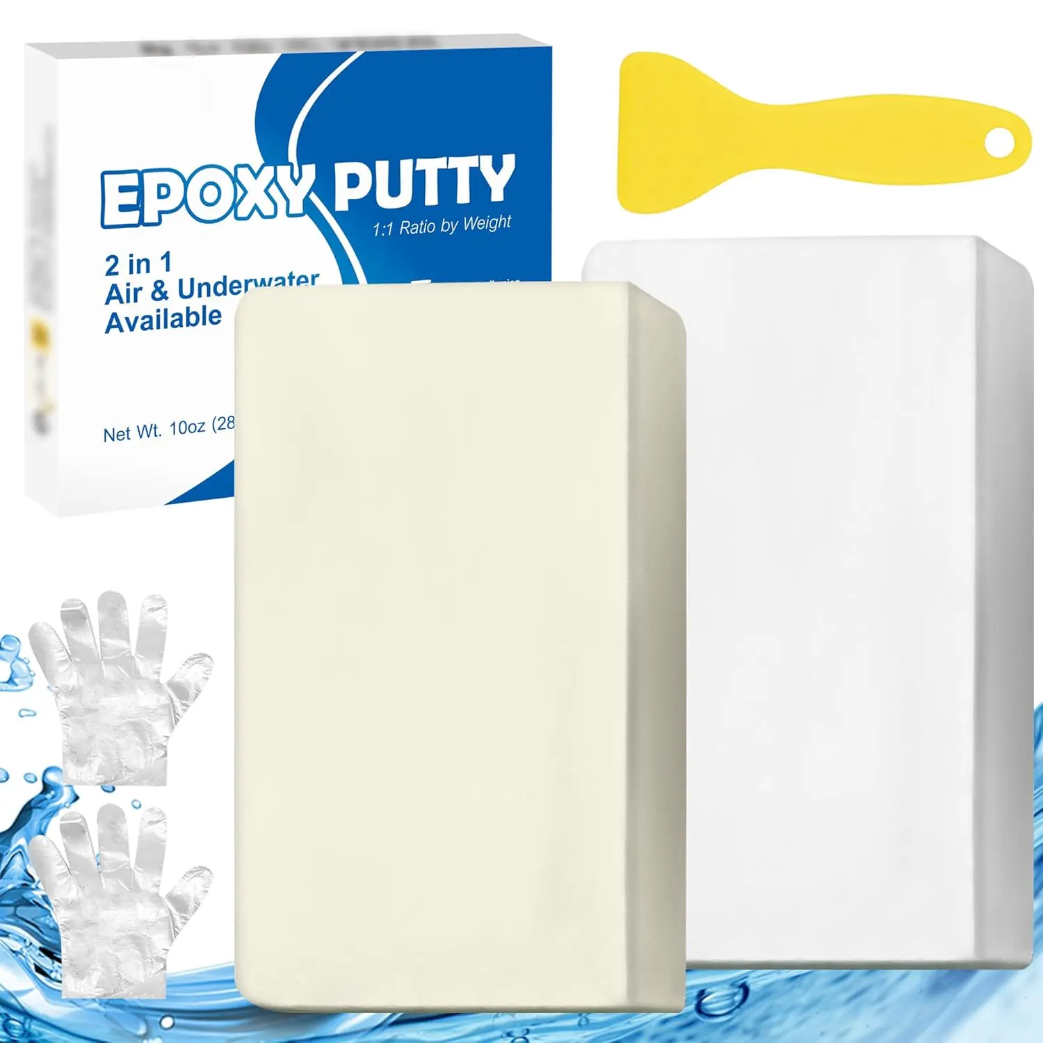 Epoxy Putty - 10oz Fast Repair Multipurpose Clay,  Adhesion Epoxy Filler Putty for Fixing Leaks, Cracks, Filling - 2 Part Epoxy Sculpt Clay for Bonding Metal, Tile, Ceramics, Plastic (White)