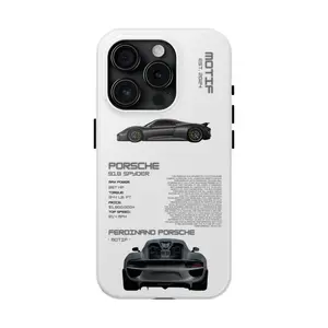 MOTIF 918 Spyder White Case - Protective Cover for Smartphone, Featuring Porsche Logo and Model Design