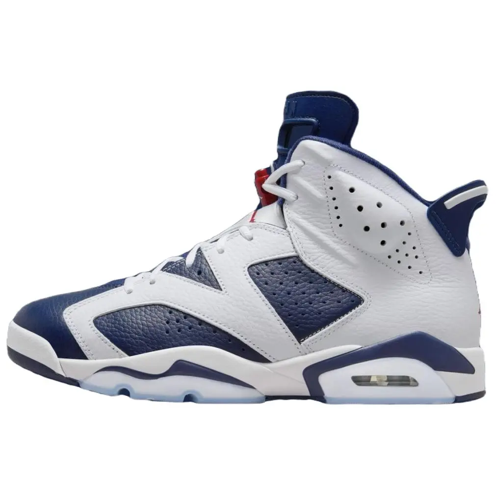 Jordan 6 Retro Olympic 2024 High Top Basketball Shoes Men's White Varsity Red Midnight Navy CT8529-164