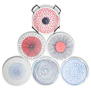 Homewinner Marble Absorbent Coasters w/ Holder Set of 6, Coasters for Drinks, Marble Coaster Set, Drink Coasters, Absorbent Stone Coasters for Drinks Ceramic Tableware