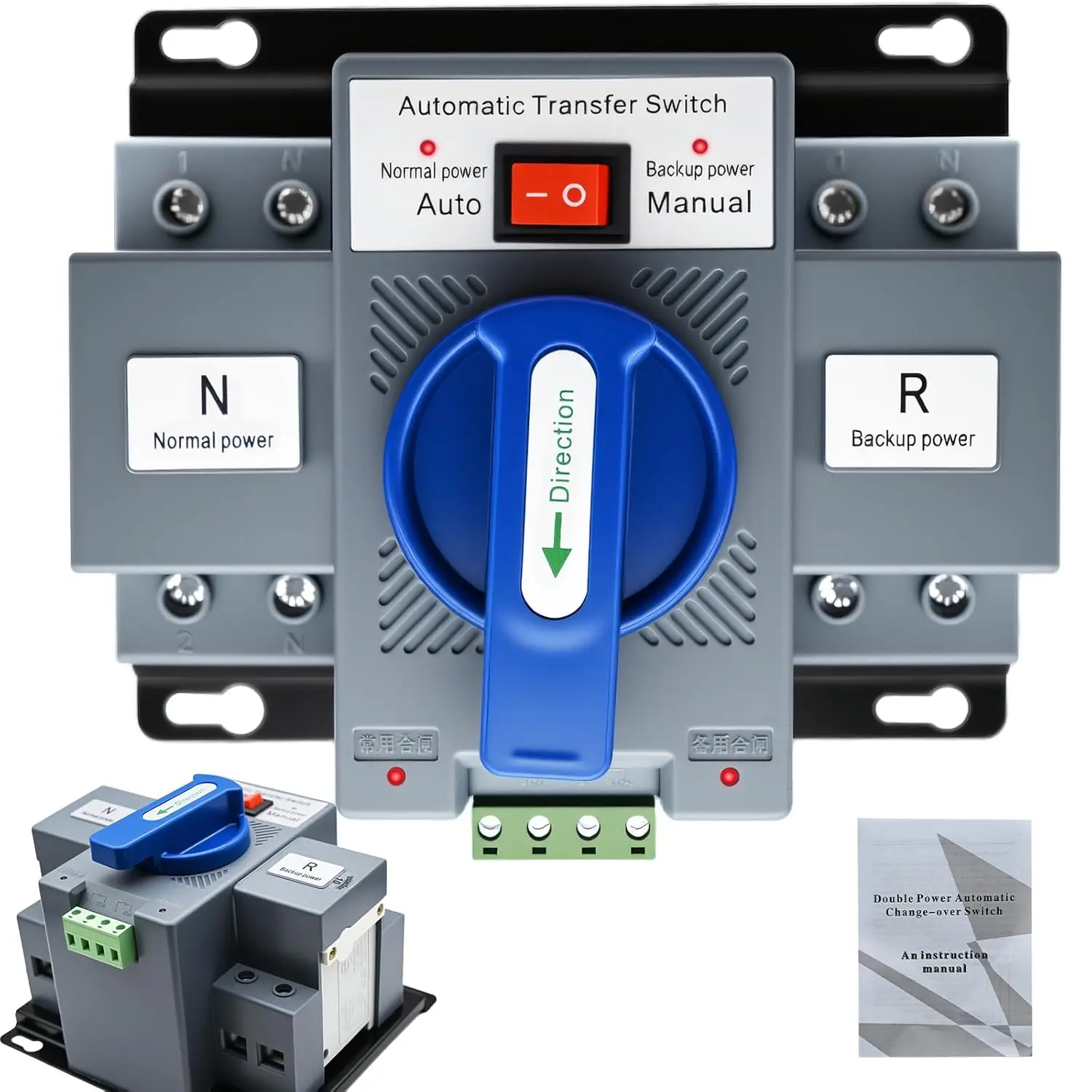110V Dual Power Automatic Transfer Switch, 2P 63A CE Certified ATS Generator Changeover with AC110V & Comprehensive Safety Protection, 50Hz/60Hz Electrical Switch Accessory