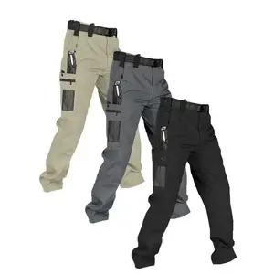 Men's 3-Pack Men's Solid Color Zipper Waterproof Tactical Work Pants, Without Waistband, Regular Fit Sport Pants, Multi-Pocket Design, Durable Long Pants, Suitable for Autumn and Winter, Outdoor Hiking Work Pan Casual Comfy Trouse