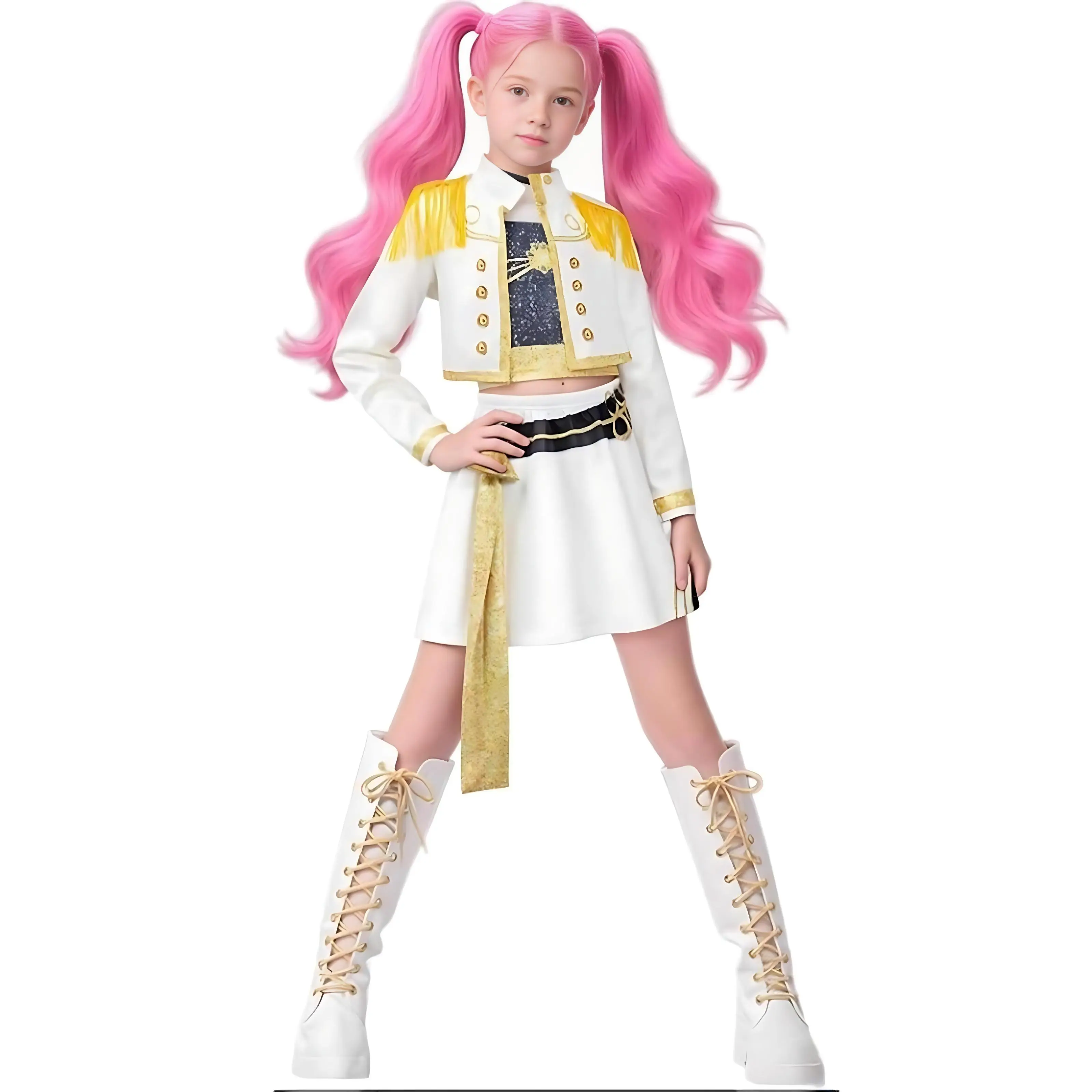 Kids KPop Demon Hunters Costume for Girls 4-12 Years | Halloween Stage Performance Outfit | Concert Merch Dance Dress | TikTok Viral Gift Idea