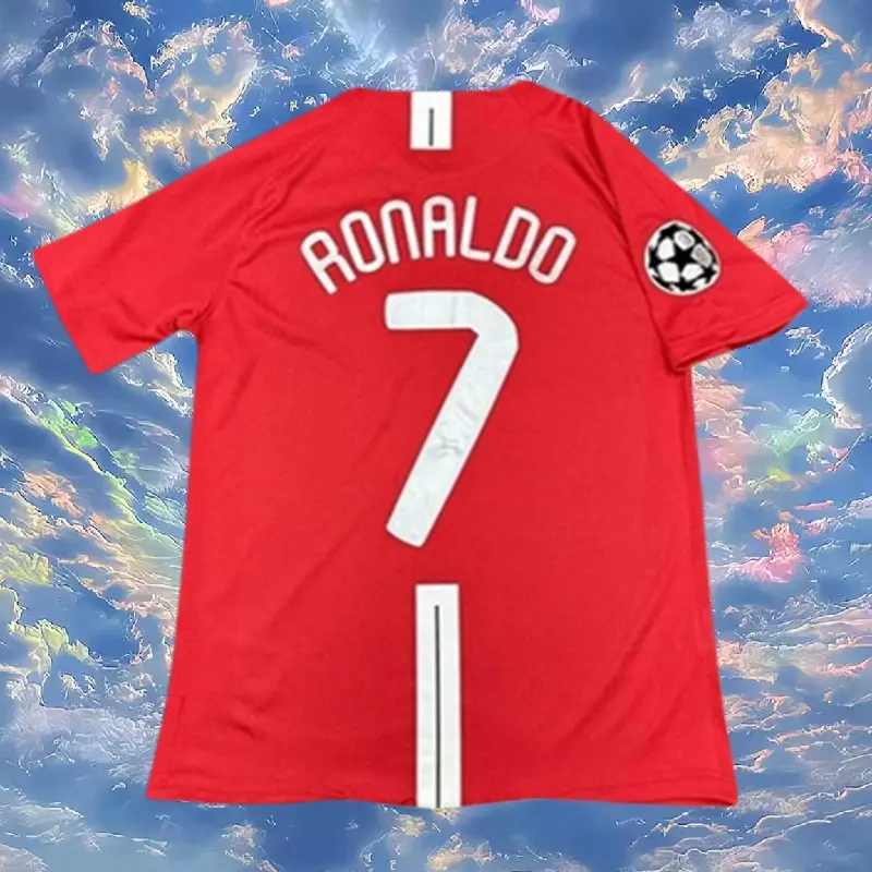 08 09 Home Red CR7 Ronaldo short sleeve Soccer Jerseys