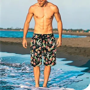 Custom Face Hawaiian Trunks Personalized Tropical Beach Shorts with Photo Print, Funny Customized for Couples, Quick-Dry Lightweight Board Shorts for Summer Vacation, Beach Party, Honeymoon, Unisex Casual Shorts with Custom  Unique Gift for Partner