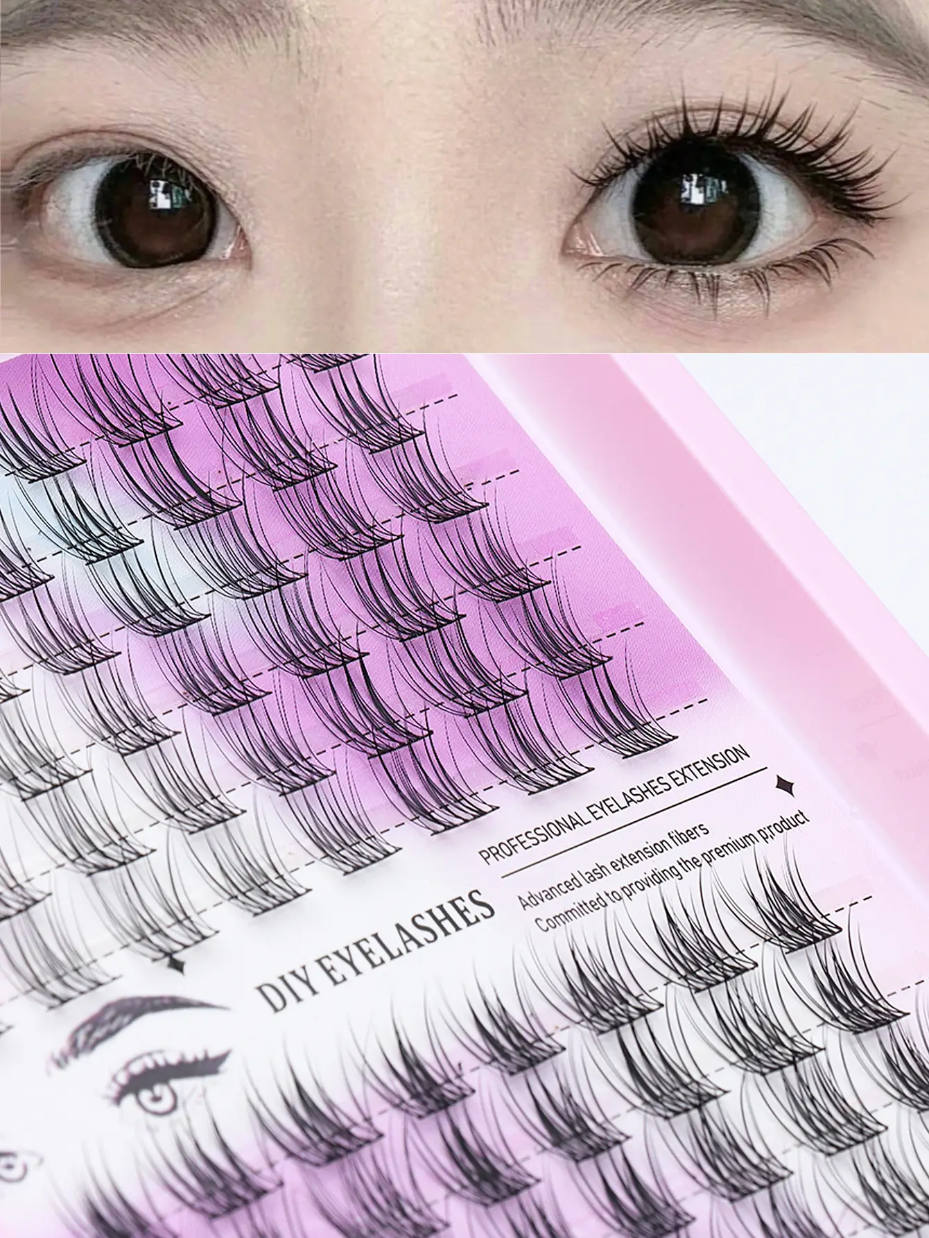 96 clusters of fine, natural-looking individual cluster eyelashes that comfortably and seamlessly adhere to the eye area. Suitable for various occasions and styles; a must-have for beginners in makeup and beauty. You can freely mix and match according to