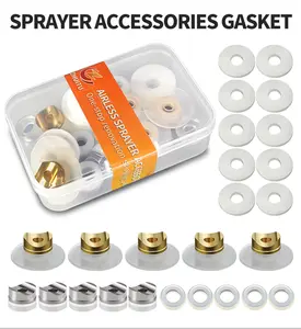ZHUITU 25PCS Airless Spray Machine Gasket Kit - Universal Crescent Joint Spacers, Seals, Nylon Copper Replacement Parts for Budget Paint Guns, Home Wall Painting (HVLP Pulverizador Compatible)