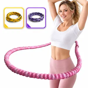Hula Hoop with 3.3lb Alloy Soft Spring, Foldable Exercise Hoop, Quiet Home Fitness Equipment, No-Jam Design, Double Connection Design, Easy Storage