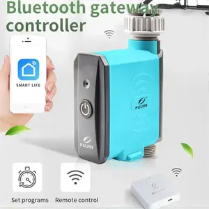 Tuya Wifi+BlueTooth Garden Sprinkler Timer For Drip Irrigation Irrigation Automatic Watering System Thermometer Hygrometer, Smart Hose Faucet Water Timer with Brass Inlet