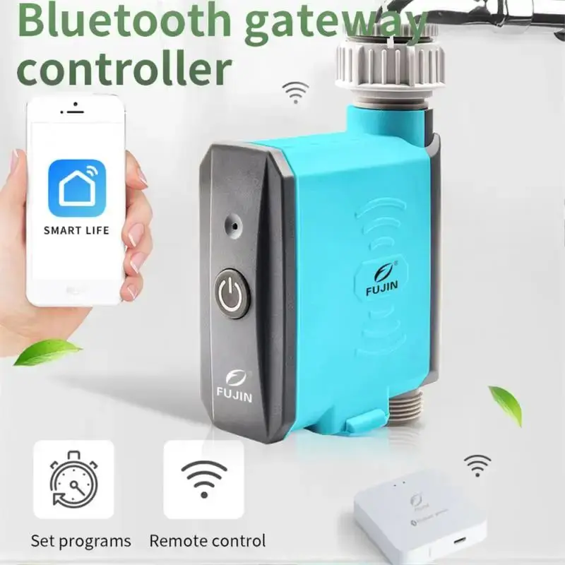 Tuya WiFi-Bluetooth Smart Hose Faucet Water Timer with Brass Inlet, Automatic Watering Devices for Drip Irrigation & Outdoor Sprinklers, Built-In Thermometer & Hygrometer
