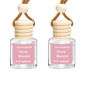 2-Pack Hanging Car Air Freshener Diffuser, Safe & Non-Toxic, Long-Lasting Fragrance Oil Car Freshener, Glass Bottle Auto Air Freshener (Fresh Cherry Blossoms)