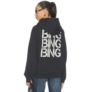 ANINE BING Harvey Stencil Hoodie in Vintage Black