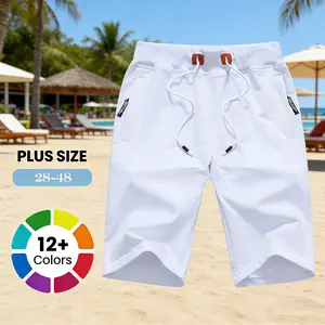 Men's Casual Drawstring Shorts with Zipper Pockets, Elastic Waist Breathable Athletic Jogging Outdoor Vacation Shorts, Plus Size 28-48