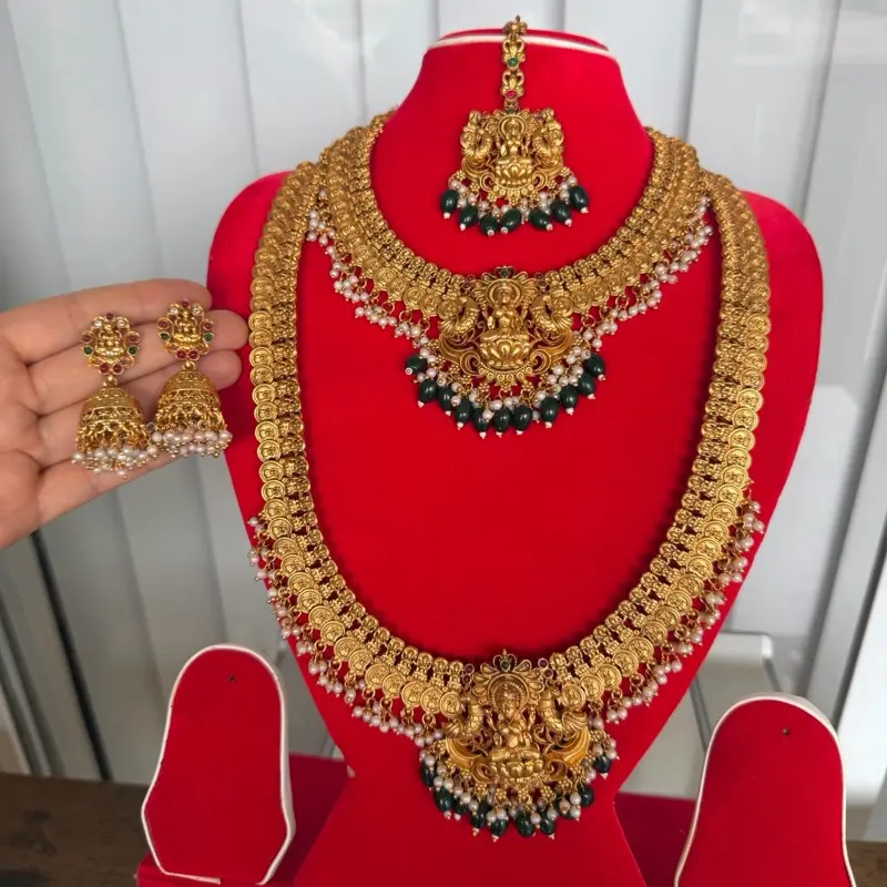 Brass Temple Jewelry entire set with earrings.