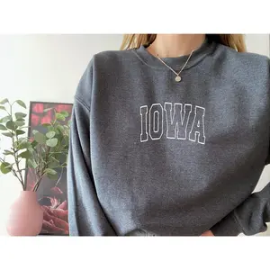 Iowa Embroidered Crewneck Sweatshirt, Iowa Vintage Crewneck Sweatshirt, State of Iowa Sweatshirt, Oversized Crewneck Sweater