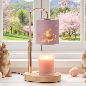Easter Decorations for Home: Pink Candle Warmer Lamp with Timer Height Adjustable Wax Melt Warmer Dimmable Easter Indoor Decor Gift for Women