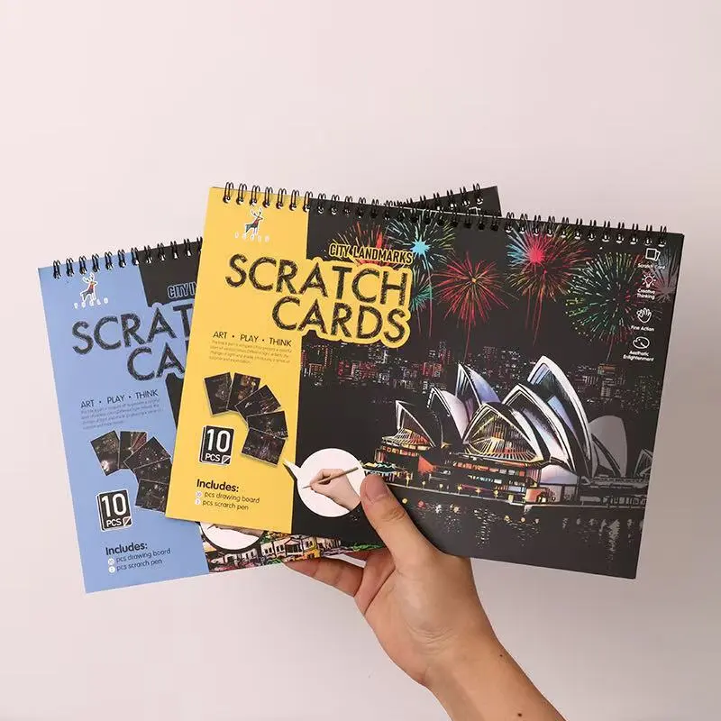 Painting Scratch Cityscape Scratch Cards - Adult DIY Colorful Scraping Art Party Gift Back-to-School Season
