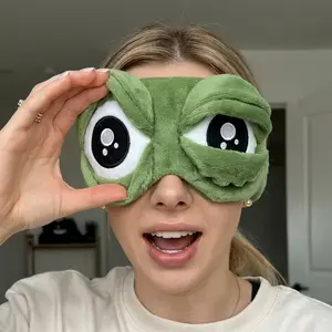 3D Frog Sleep Mask Soft Cartoon Eyeshade for Men Women Portable Blindfold Travel Napping Winter Home Relaxation Hypoallergenic Cotton Plush