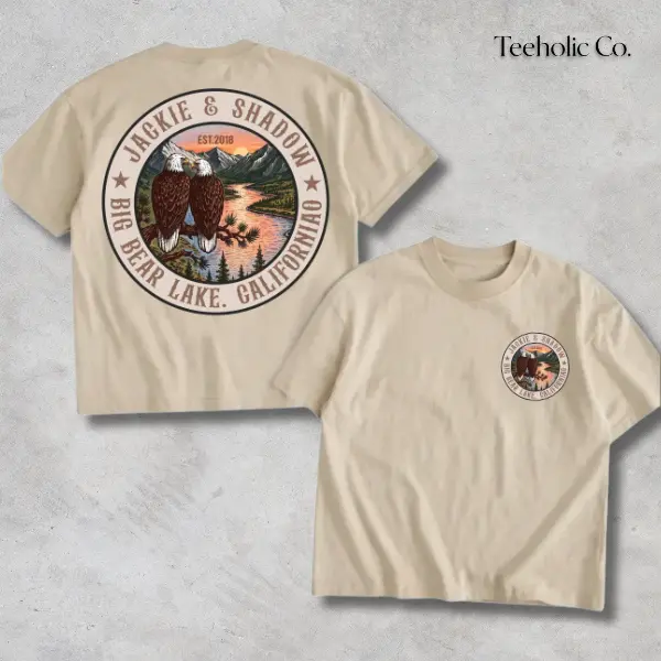 In Memory of Jackie & Shadow 2side T-Shirt, Big Bear Lake California Vintage Tee, Mountain Nature Graphic Shirt, Memorial Tribute Gift