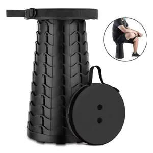 Upgraded Wider & Taller Collapsible Stool-Durable,Foldable,Adjustable Collapsible Seat 400lbs Max Weight Portable Telescopic Seat, Compact Retractable Folding Chair or Foot Rest for Camping & Outdoors,Family Camping Gift,Travel Gift Campchair