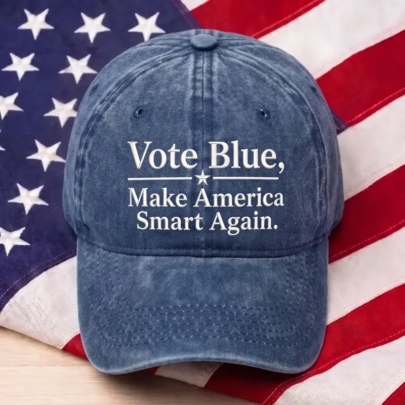 Vote Blue 2028 Hat, Make America Smart Again Baseball Cap Blue Wave Cap, Vintage Soft Cotton Adjustable Hat Trendy