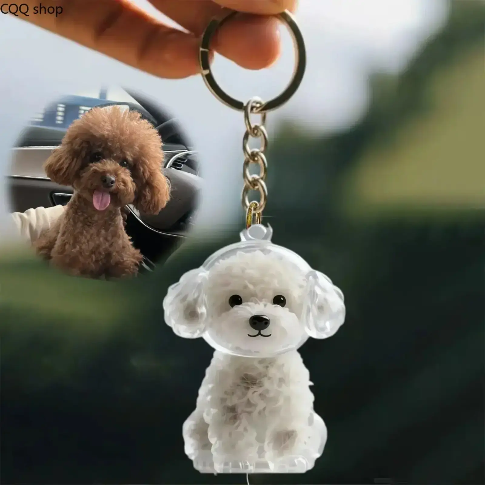 Personalized Dog Hair Keepsake Keychain, transparent storage capsule charm pendant for pet fur. Lovely memorial gift for dog owners, carry your furry friend's love anywhere daily