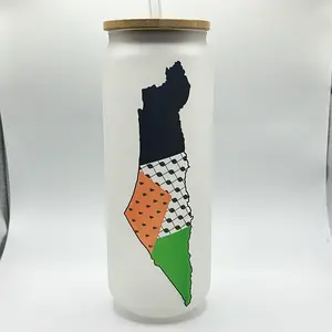 Palestinian Map Frosted Glass Can Tumbler