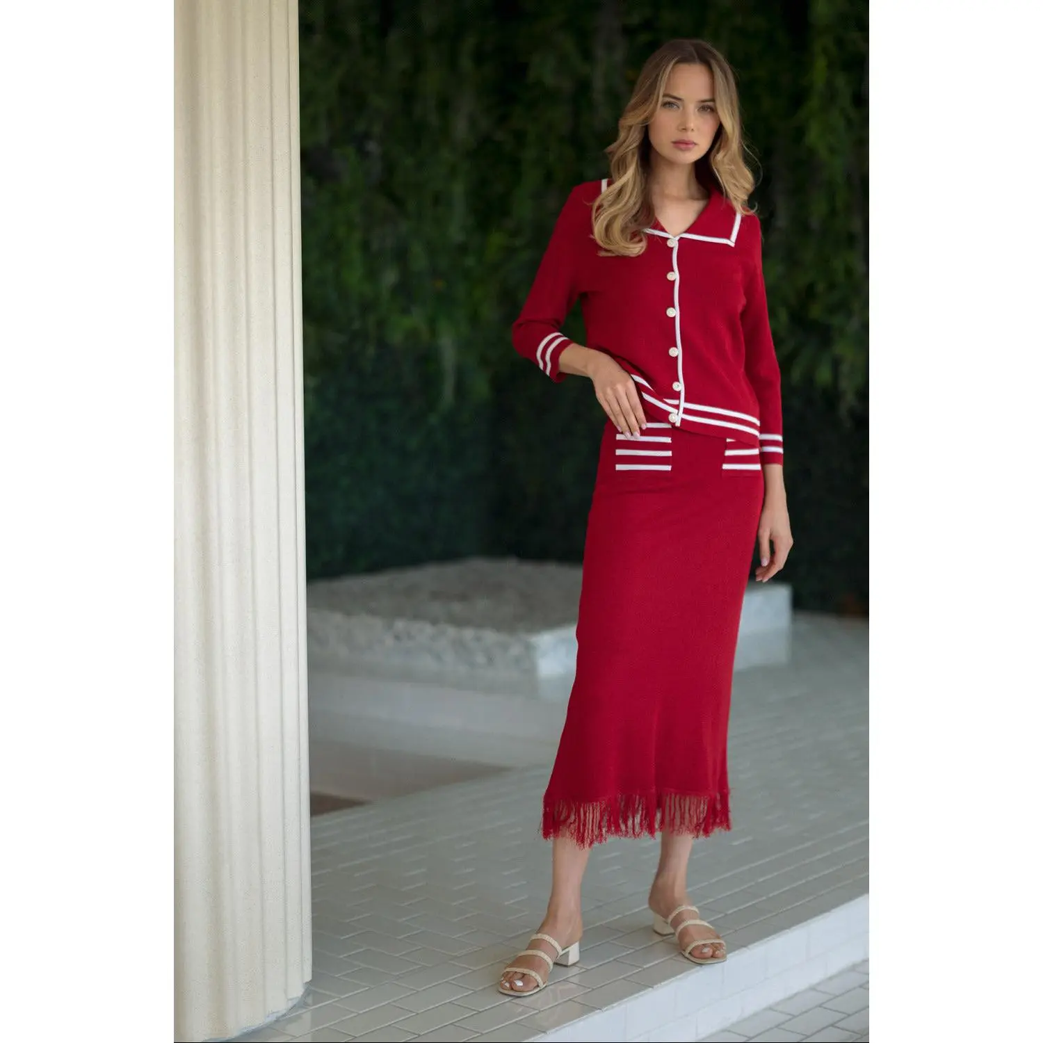 Sawyer Knitted Ribbed Fringe Skirt