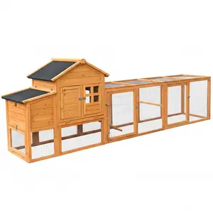 Large Chicken Coop with Run and Nest Box and Removable Tray, Hen House for 4-6 Chickens, Outdoor Weatherproof Small Animal Cages